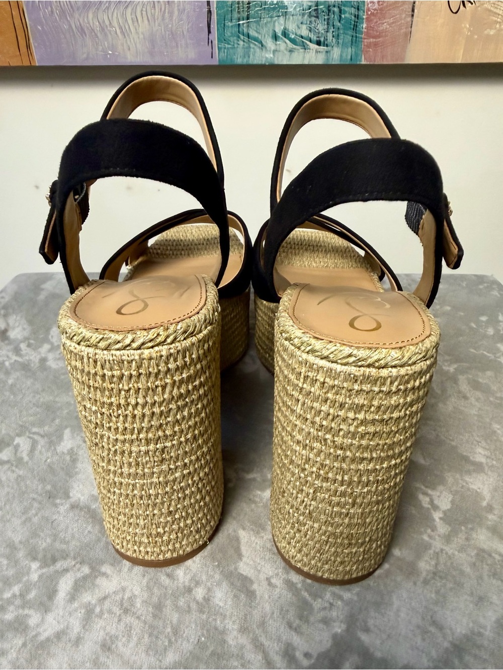 Brand New Sam Edelman Trianna Black Wedge Espadrille Platform Sandal 10M - Picture 10 of 14